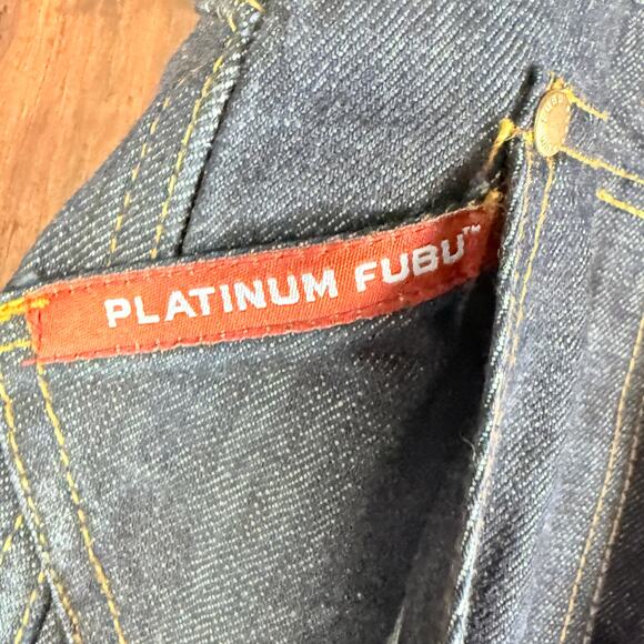 Fubu Platinum Fat Albert Ruby Wide Leg Baggy Denim Jeans Y2K Blue Mens 38x34 EUC - Picture 10 of 12